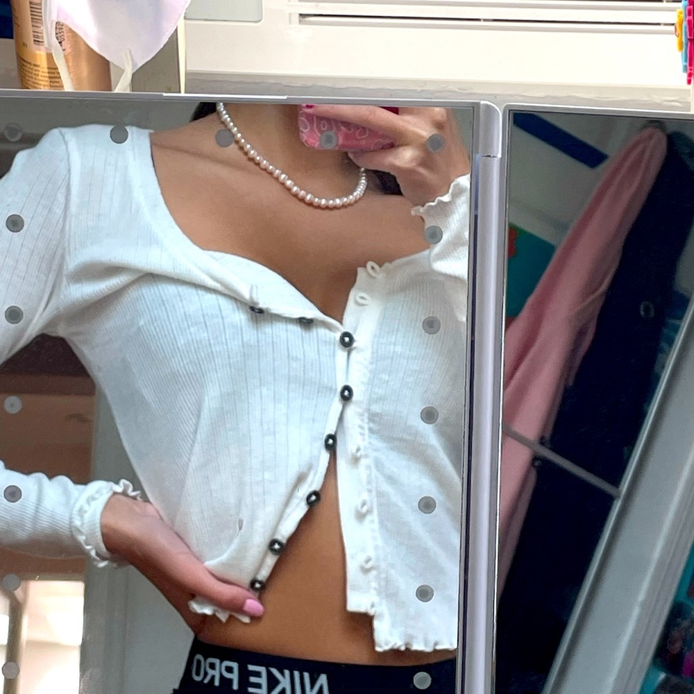 white button up top